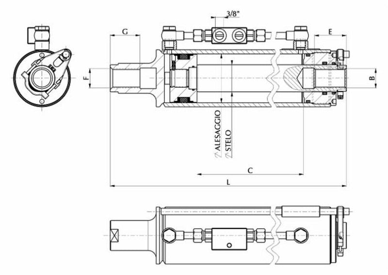 Terzo punto idraulico universale 80x45x210mm Confezione da 1pz