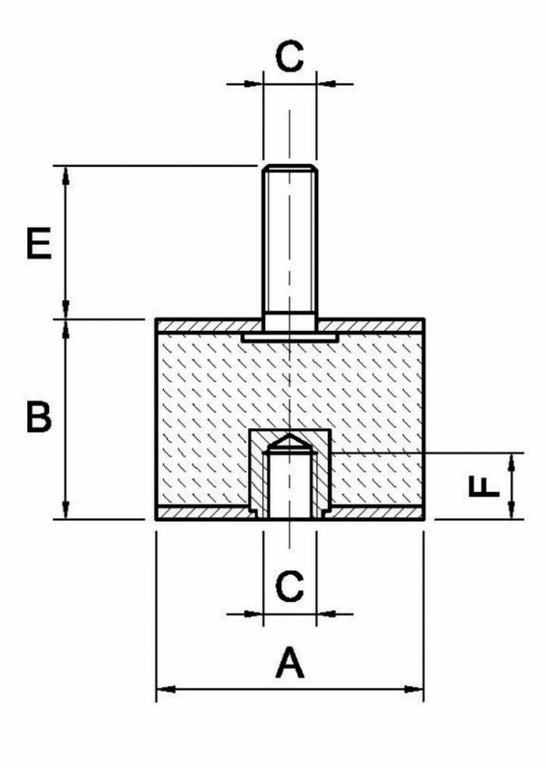 Antivibrante maschio/femmina 25x20,M8x20. Confezione da 3pz (1)