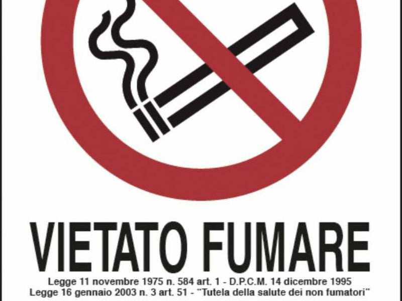 Cartello segnaletica "vietato fumare" con legge 30x20 Confezione da 2pz