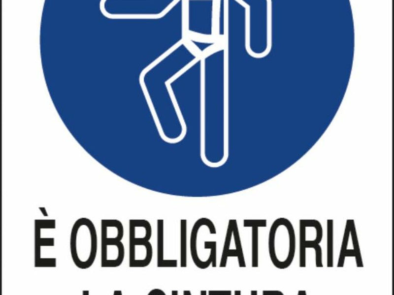 Cartello segnaletica "obbligatora cintura di sicurezza" 30x20 Confezione da 2pz