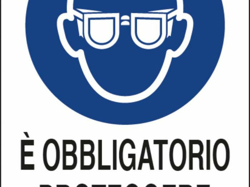 Cartello segnaletica "obbligatorio proteggere gli occhi" 30x20 Confezione da 2pz