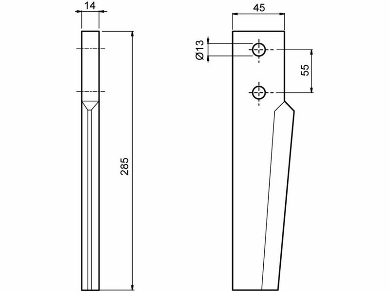 Dente per erpice lunghezza 285mm larghezza 45mm Confezione da 1pz (1)