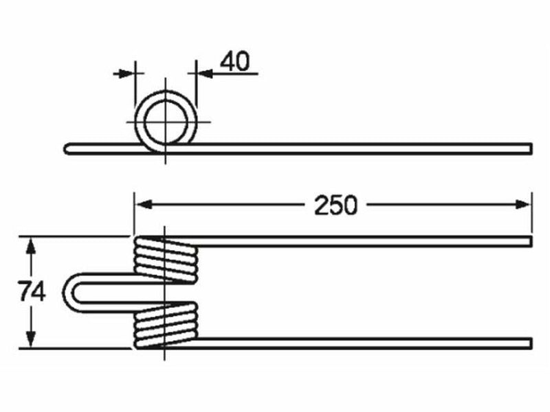 Dente ranghinatore lunghezza 250 larghezza 74 filo 6 adatt Ceccato C 063/A . 4pz