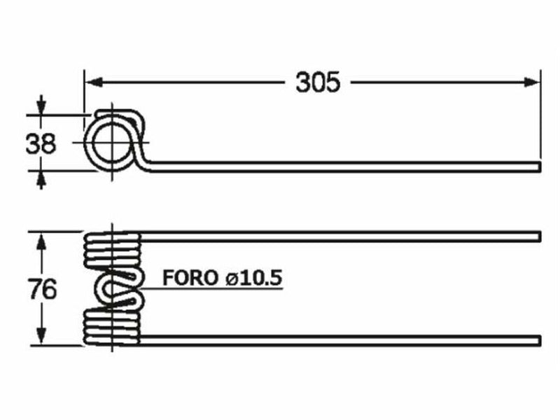 Dente ranghinatore lunghezza 305 adattabile Fontanesi FF8,9,11 filo 5,5 - 4pz